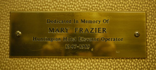 Huntingdon Hotel Memorial Plaque to Mary Frazier